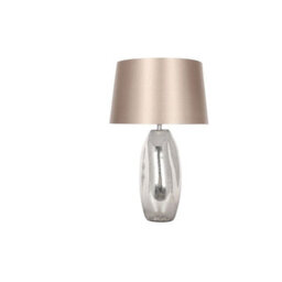 Pagazzi Lighting Pagazzi Josie Mercury Effect Glass Table Lamp With Taupe Shade