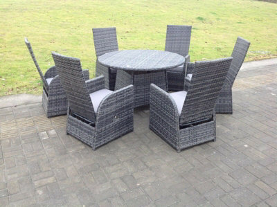 Fimous Outdoor Rattan Garden Furniture Dining Sets Adjustable Chair Dining Table And Chair Sets 6 Seater Round Table - image 1