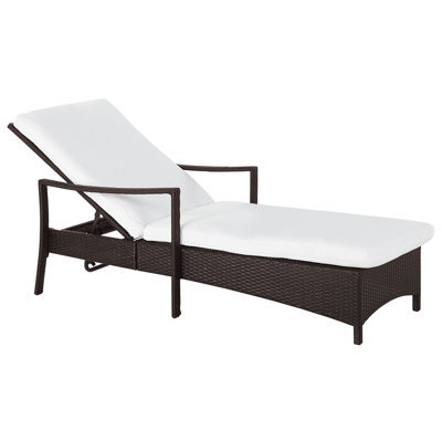 Beliani Sun Lounger With Cushion Vasto Reclining Pe Rattan Brown - image 1