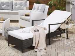 Beliani Sun Lounger With Cushion Vasto Reclining Pe Rattan Brown - thumbnail 2