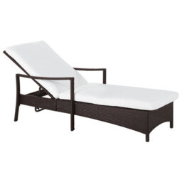 Beliani Sun Lounger With Cushion Vasto Reclining Pe Rattan Brown - thumbnail 1