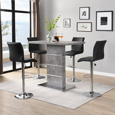 Furniture in Fashion Parini Concrete Effect Bar Table With 4 Ripple Black Stools - image 1
