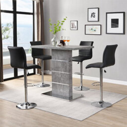 Furniture in Fashion Parini Concrete Effect Bar Table With 4 Ripple Black Stools - thumbnail 1