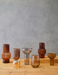 Orsina Smoked Brown Glass Vase, Minimalist Flower Vase, Decorative Glass Vase, Small Flower Vase For Living Room - thumbnail 3