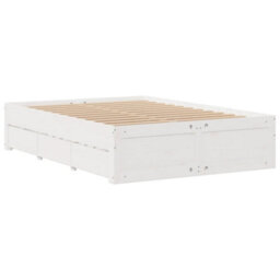 Berkfield Bed Frame Without Mattress With Drawers White 150X200 Cm King Size Solid Wood Pine - thumbnail 3
