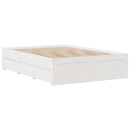 Berkfield Bed Frame Without Mattress With Drawers White 150X200 Cm King Size Solid Wood Pine - thumbnail 6