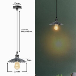 Ledsone Vintage Industrial Single Hanging Metal Ceiling Light E27 Base For Kitchen Living Room Dining Hallway Office Cafe - thumbnail 3