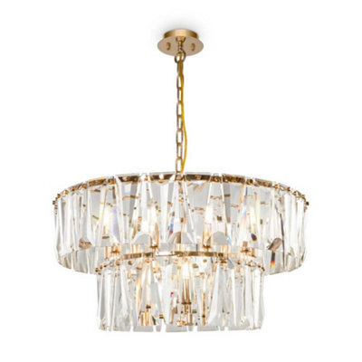 Luminosa Lighting Luminosa Modern Puntes 2 Tier 12 Light Gold Pendant Ceiling Light - image 1