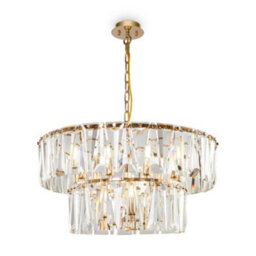 Luminosa Lighting Luminosa Modern Puntes 2 Tier 12 Light Gold Pendant Ceiling Light - thumbnail 1