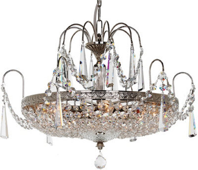 Luminosa Lighting Luminosa Rostock Lead Crystal Nickel 6 Arm Chandelier