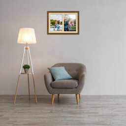 AK Frames 20X14 Dark Oak Modern Multi Photo Frame With Ivory Mount - Holds 2 Apertures (2X) A4 Photos - thumbnail 3