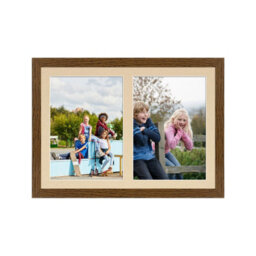 AK Frames 20X14 Dark Oak Modern Multi Photo Frame With Ivory Mount - Holds 2 Apertures (2X) A4 Photos - thumbnail 1