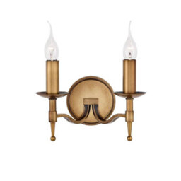 Luminosa Lighting Luminosa Stanford 2 Light Indoor Twin Candle Wall Light Antique Brass, E14