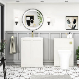 Royal Bathrooms Elmore 600mm Traditional Floor Standing 2 Door Bathroom Vanity Unit With Matt Stone Basin Sink - Classic White - thumbnail 4
