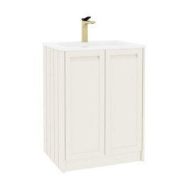 Royal Bathrooms Elmore 600mm Traditional Floor Standing 2 Door Bathroom Vanity Unit With Matt Stone Basin Sink - Classic White - thumbnail 6