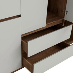 Arte Madison 180Cm Chestnut And Grey Hinged Door Wardrobe With Triple Rail Storage - thumbnail 4
