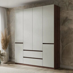 Arte Madison 180Cm Chestnut And Grey Hinged Door Wardrobe With Triple Rail Storage - thumbnail 5