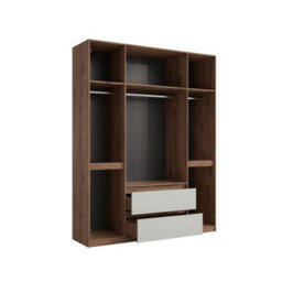 Arte Madison 180Cm Chestnut And Grey Hinged Door Wardrobe With Triple Rail Storage - thumbnail 3