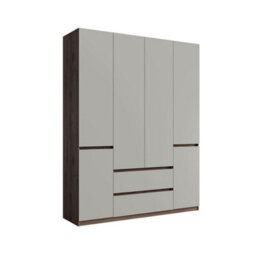Arte Madison 180Cm Chestnut And Grey Hinged Door Wardrobe With Triple Rail Storage - thumbnail 2
