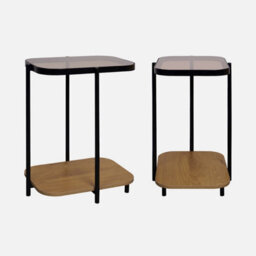 Sweeek - Set Of 2 Vintage Black Metal Side Tables Smooky Natural 48.8X37X60 Cm - thumbnail 3