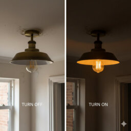 Flush Ceiling Light With E27 Green Brass 22Cm Shade Premium Quality Durable Anti Rust Metal For Kitchen, Living Room Without Bulb - thumbnail 6