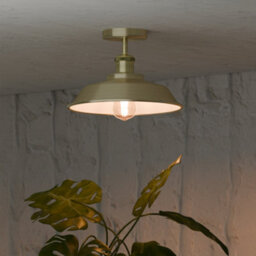 Flush Ceiling Light With E27 Green Brass 22Cm Shade Premium Quality Durable Anti Rust Metal For Kitchen, Living Room Without Bulb - thumbnail 4