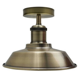 Flush Ceiling Light With E27 Green Brass 22Cm Shade Premium Quality Durable Anti Rust Metal For Kitchen, Living Room Without Bulb - thumbnail 1