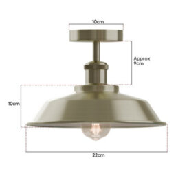 Flush Ceiling Light With E27 Green Brass 22Cm Shade Premium Quality Durable Anti Rust Metal For Kitchen, Living Room Without Bulb - thumbnail 3
