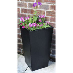 Primrose Tall Flared Square Fibreglass Outdoor Garden Planter In Matt Black 90Cm X 43Cm - thumbnail 3