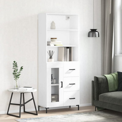 Berkfield Highboard White 69.5X34X180 Cm Engineered Wood - image 1