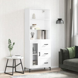 Berkfield Highboard White 69.5X34X180 Cm Engineered Wood - thumbnail 1