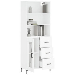 Berkfield Highboard White 69.5X34X180 Cm Engineered Wood - thumbnail 3