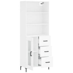Berkfield Highboard White 69.5X34X180 Cm Engineered Wood - thumbnail 4