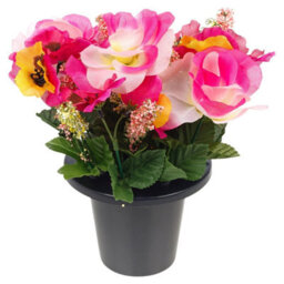 Urbn-Living Pink Pansy & Rose Set Of 1 Artificial Silk Flower Grave Pot Memorial Arrangement Graveside Cemetery - thumbnail 8