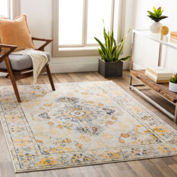 Livabliss Floransa-Vintage Beige Grey Blue Yellow Traditional Boho Living Dining Bedroom Rug 200 X 275 Cm Easy Care, Non Shedding - thumbnail 2