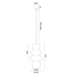 Luminosa Lighting Luminosa Orlando Plus Slim Pendant Ceiling Light Cashmere Gloss, Opal Matte G9, Ip44 - thumbnail 8