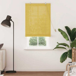 Berkfield Window Blinds & Shades With Curtains Manual Yellow Bamboo - thumbnail 3