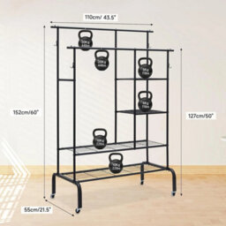 Heavy Duty Clothes Rail Black Metal Double Hanging Rack - thumbnail 2