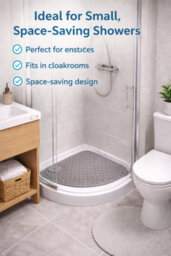 Shopnbits Corner Shower Mat Non Slip 54X54Cm Quadrant Shower Mat Anti Slip Anti Mould With Suction Cups Grey Bathroom Mat - thumbnail 3