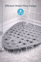 Shopnbits Corner Shower Mat Non Slip 54X54Cm Quadrant Shower Mat Anti Slip Anti Mould With Suction Cups Grey Bathroom Mat - thumbnail 5