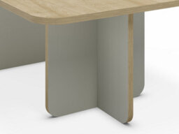 Decortie Hillary Modern 100Cm Rectangular Curved Corner Coffee Table Thick Slab Legs Oak, Ash Green Living Room - thumbnail 3