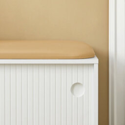 Sobuy Fsr116-W, Hallway Storage Bench Shoe Rack With Sliding Doors And Seat Cushion,white,w85Xd37Xh48 - thumbnail 5