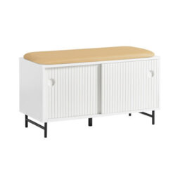 Shoe Cabinet Shoe Rack Shoe Storage Bench With Seat 2 Sliding Doors For Living Room,bedroom Storage,sobuy Fsr116-W,white