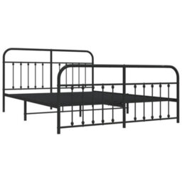 Berkfield Metal Bed Frame With Headboard And Footboard Black 183X213 Cm - thumbnail 5
