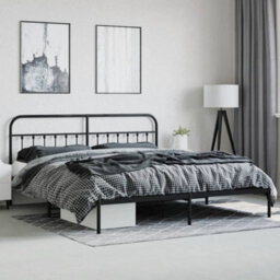 Berkfield Metal Bed Frame With Headboard And Footboard Black 183X213 Cm - thumbnail 4