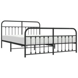 Berkfield Metal Bed Frame With Headboard And Footboard Black 183X213 Cm - thumbnail 3