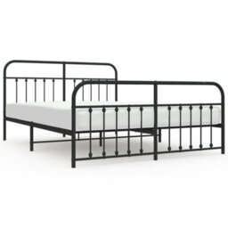 Berkfield Metal Bed Frame With Headboard And Footboard Black 183X213 Cm - thumbnail 2
