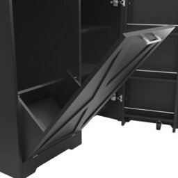 Matteo 360-Degree Rotating Extendable Sideboard Cabinet With Side Shelves, Black Mdf - thumbnail 8
