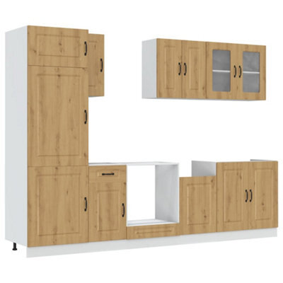 Berkfield Elegant 8 Piece Kitchen Cabinet Set Kalmar Artisan Oak Engineered Wood