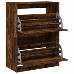 Berkfield Shoe Cabinet With 2 Flip-Drawers Smoked Oak 80X42X108 Cm - thumbnail 5